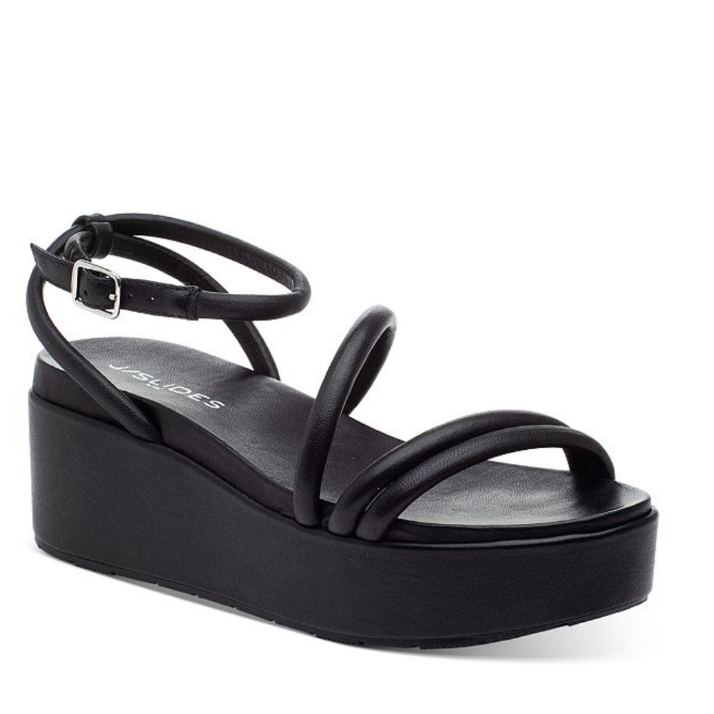 J Slides Black Platform Sandals
